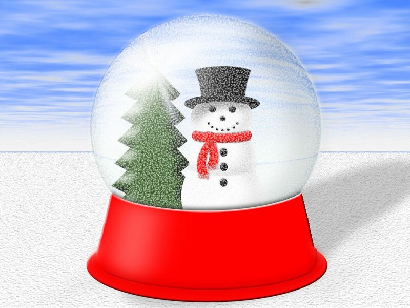 Snow Globe with Snowman — White, Festive, Winter