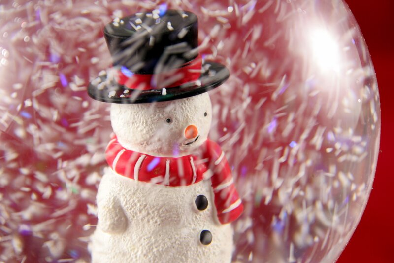 Snow Globe with Snowman — White