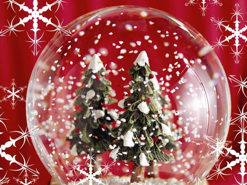 Snow Globe with Trees — Red