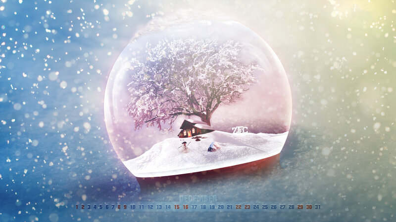 Snow Globe with Winter Scene — Blue