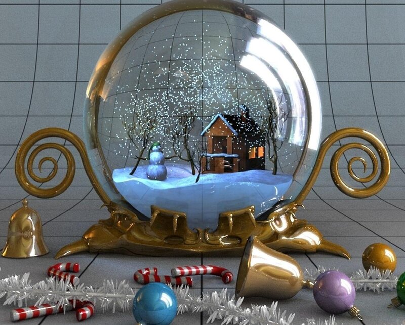 Snow Globe with Winter Scene — Gold, Festive