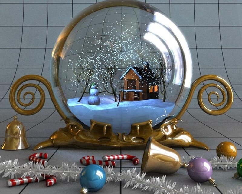 Snow Globe with Winter Scene — Gold