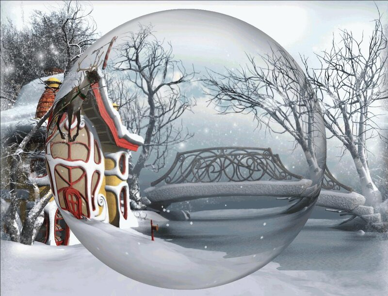 Snow Globe with Winter Scene — White