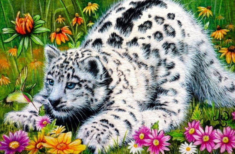 Snow Leopard Cub — Green, Serene