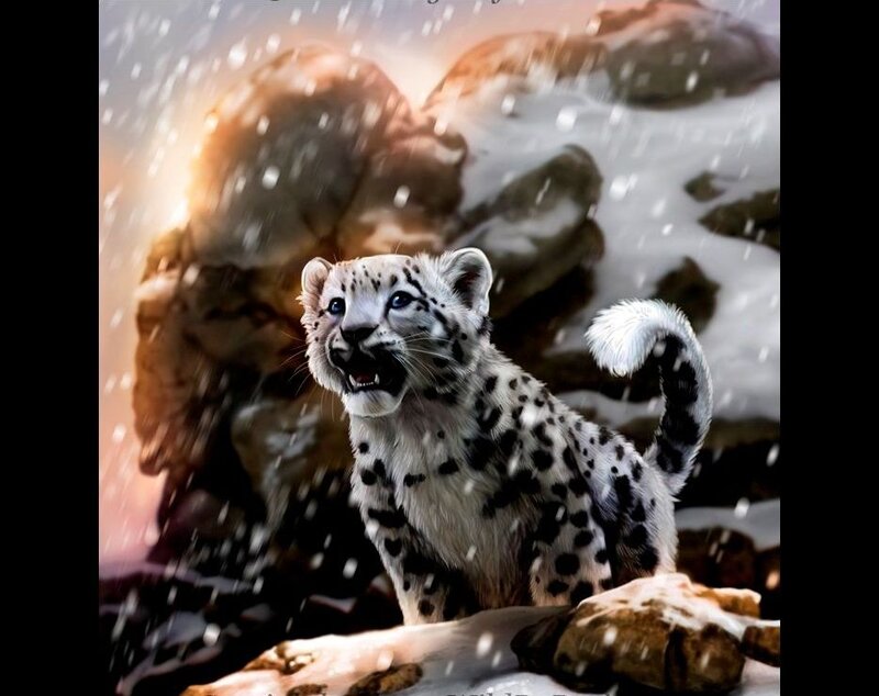 Snow Leopard Cub — White, Dramatic