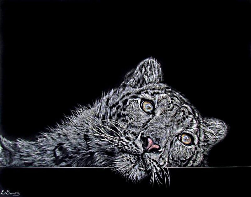 Snow Leopard Head — Black, Dramatic