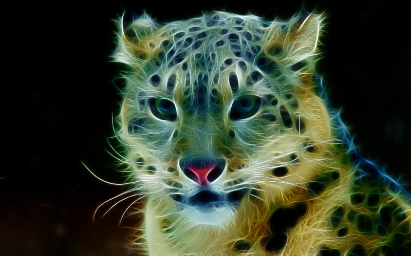 Snow Leopard Head — Green