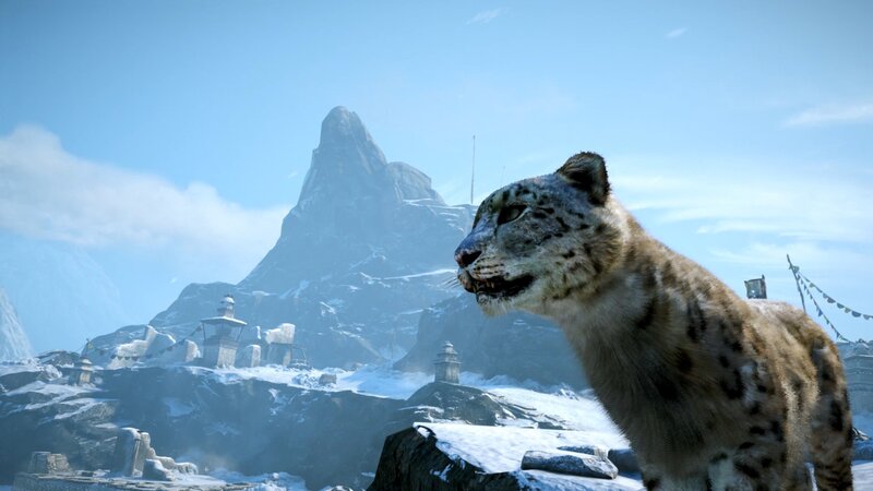 Snow Leopard in Mountains — Blue