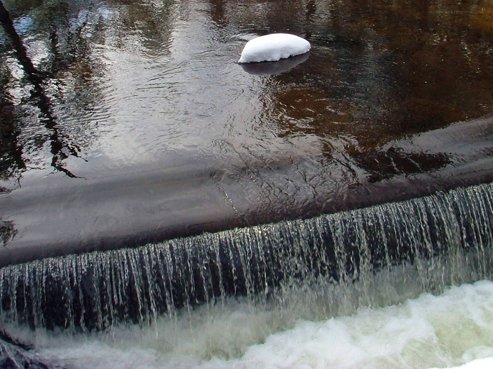 Snow on a small waterfall