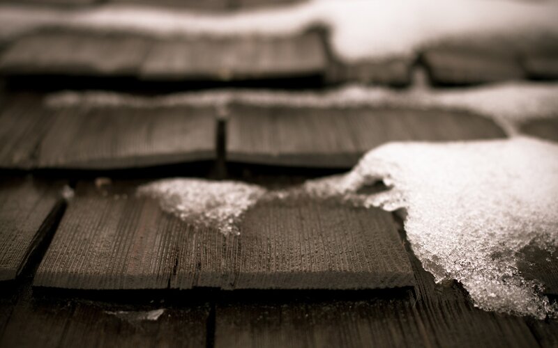 Snow on Wooden Shingles