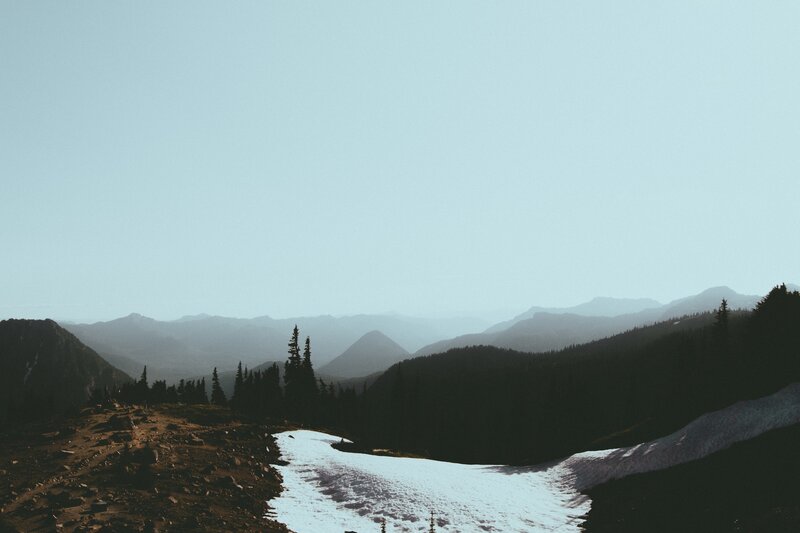 Snow Patch in Mountain Valley — Blue