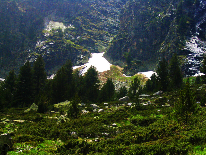Snow Patch in Mountain Valley