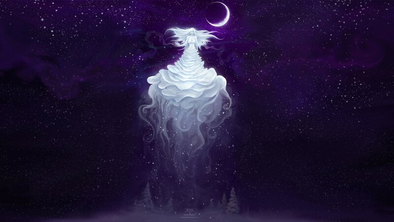 snow queen in starry night