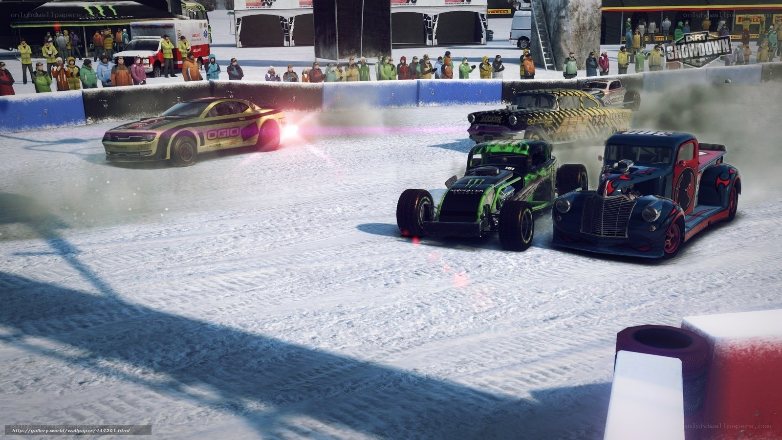 Snow racing cars in action
