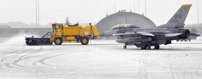Snow removal at airbase