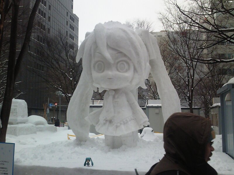 Snow Sculpture of Anime Character