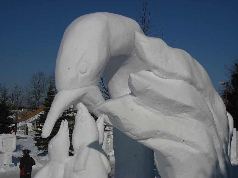 Snow Sculpture of Birds