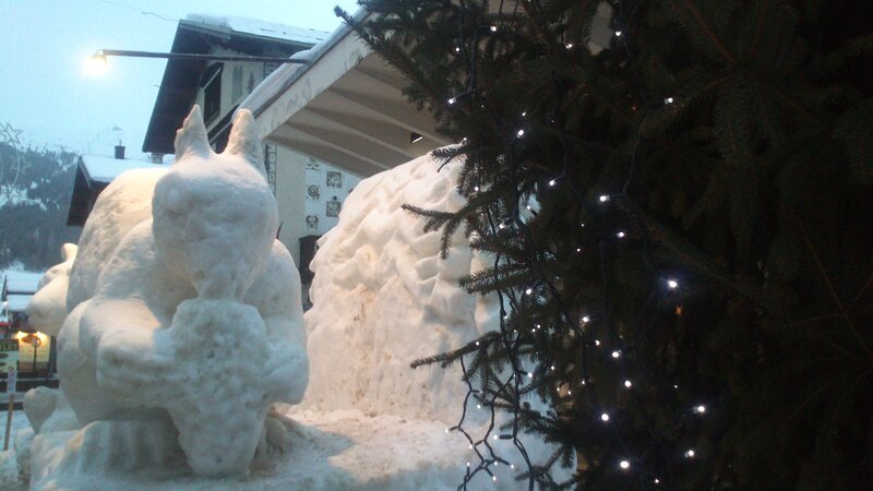 Snow Sculpture of Squirrel