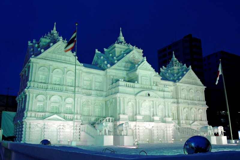 Snow sculpture of Thai palace
