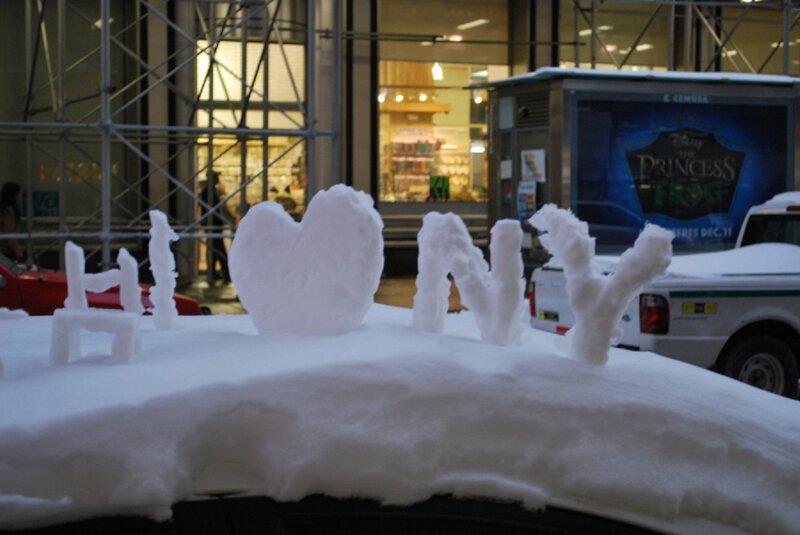 Snow Sculpture on Car
