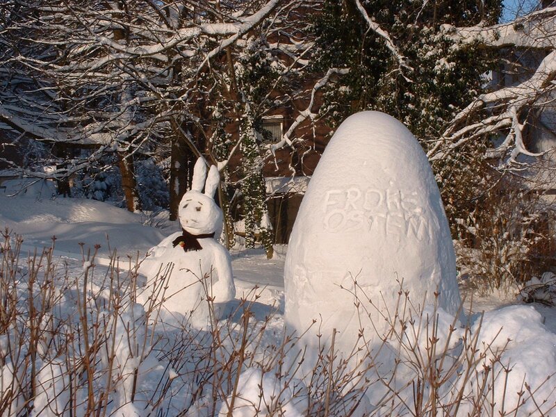 Snow sculptures in winter garden
