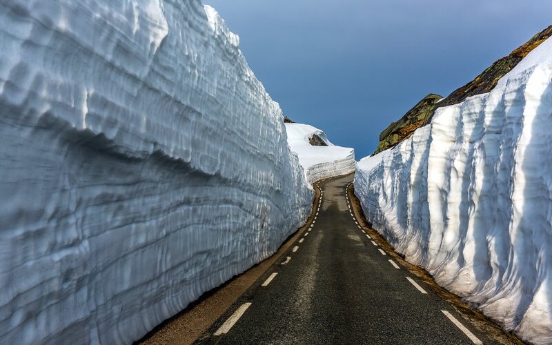 Snow Walls on Mountain Road