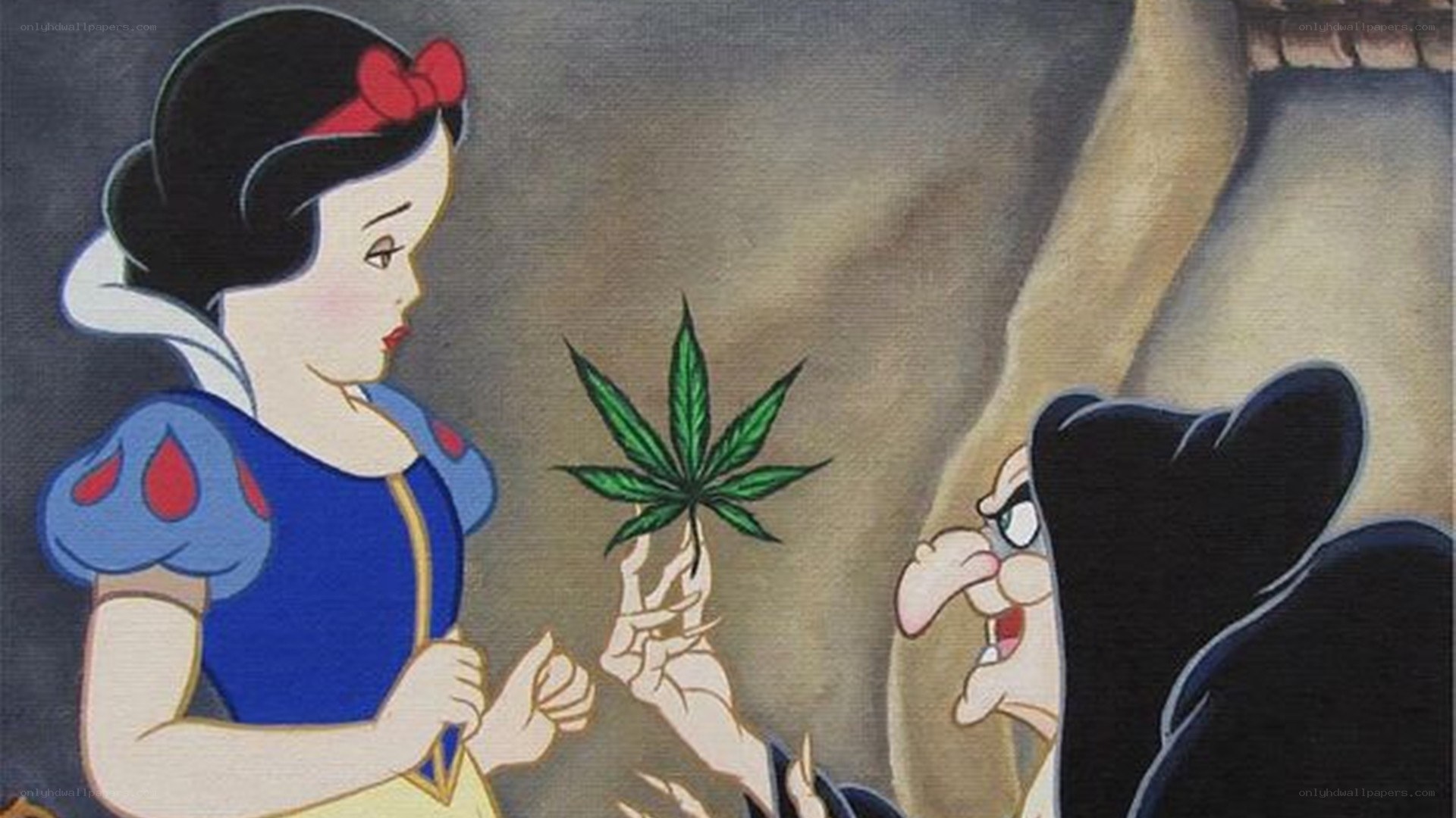 Snow White and the cannabis leaf