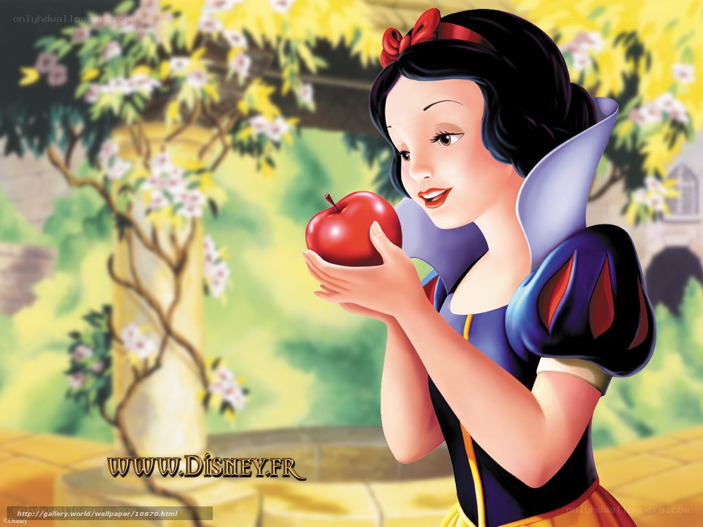 Snow White holding an apple