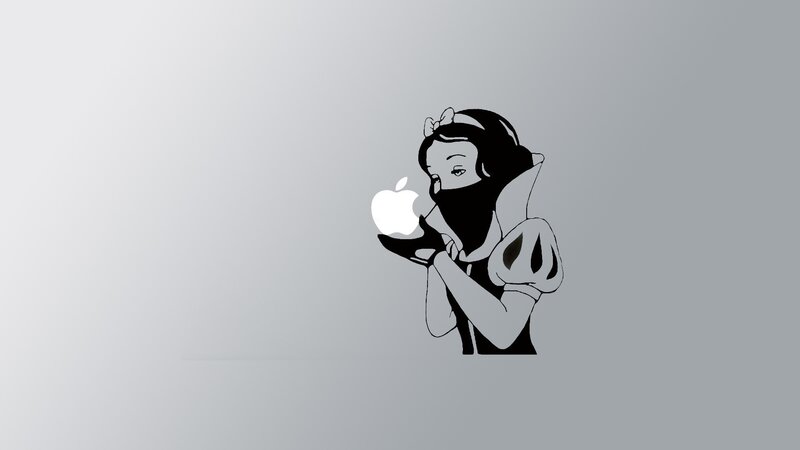 Snow White Holding Apple — Black, Neutral
