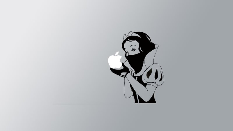 Snow White Holding Apple — Black