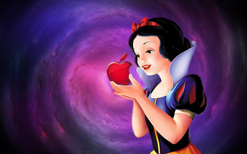 Snow White Holding Apple — Purple
