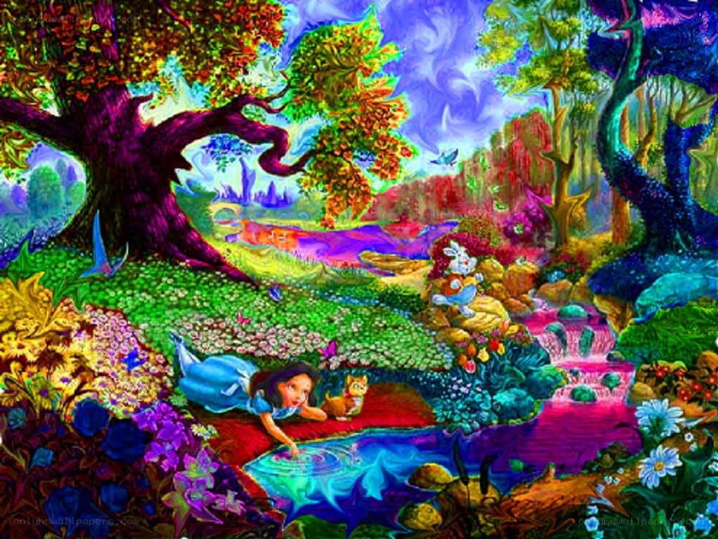 Snow White in a colorful forest