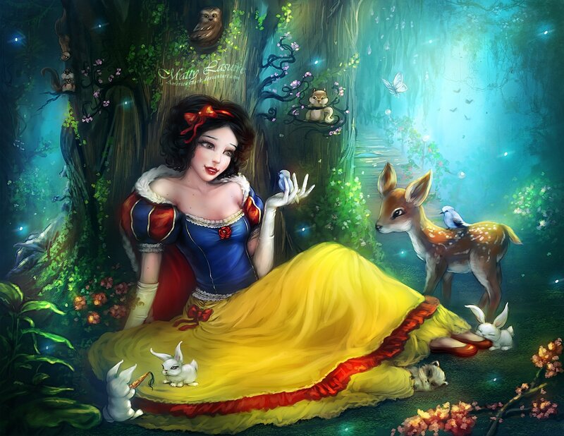Snow White in Forest — Blue