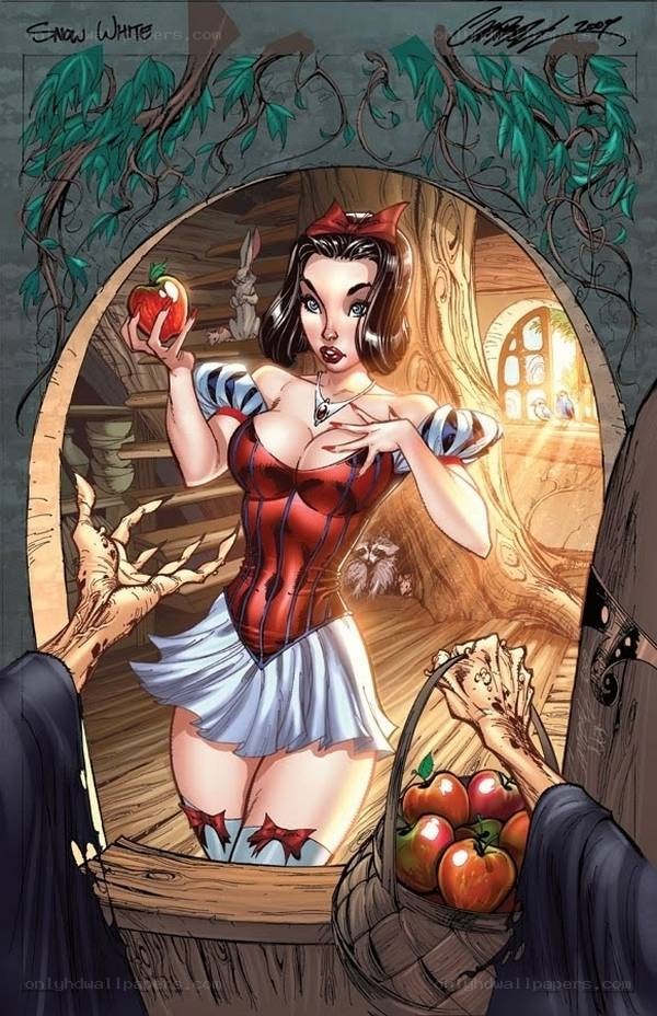 Snow White with a red apple