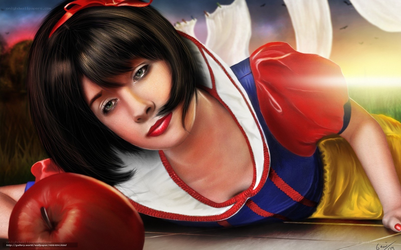 Snow White with red apple
