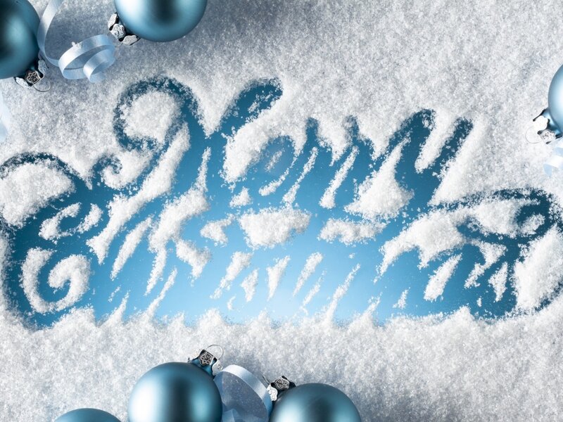 Snow with Ornaments — Blue