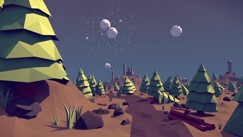 Snowballs Falling in Forest