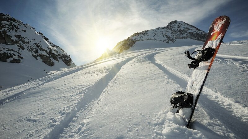 Snowboard in Snow — White