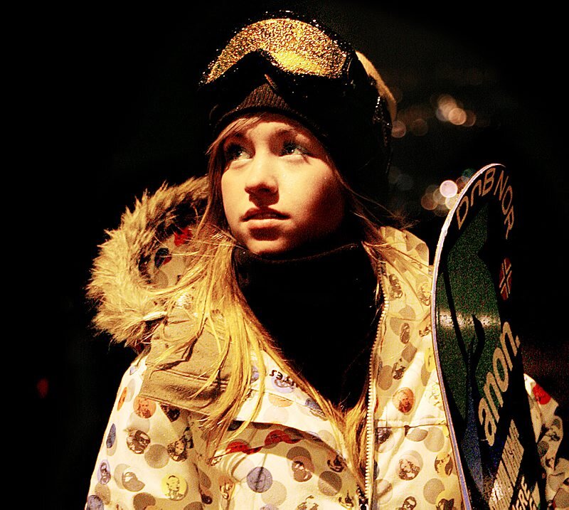 snowboarder at night