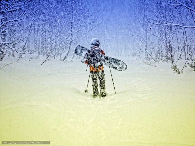 Snowboarder in a snowstorm