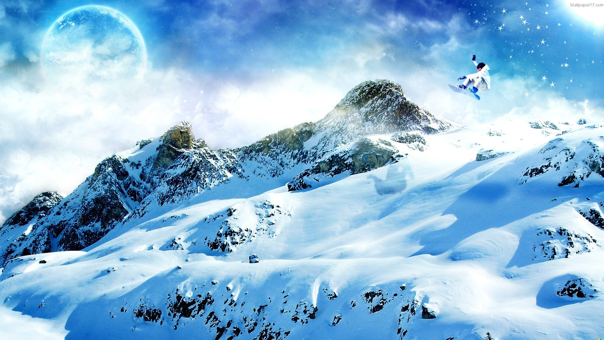 Snowboarder in a snowy landscape