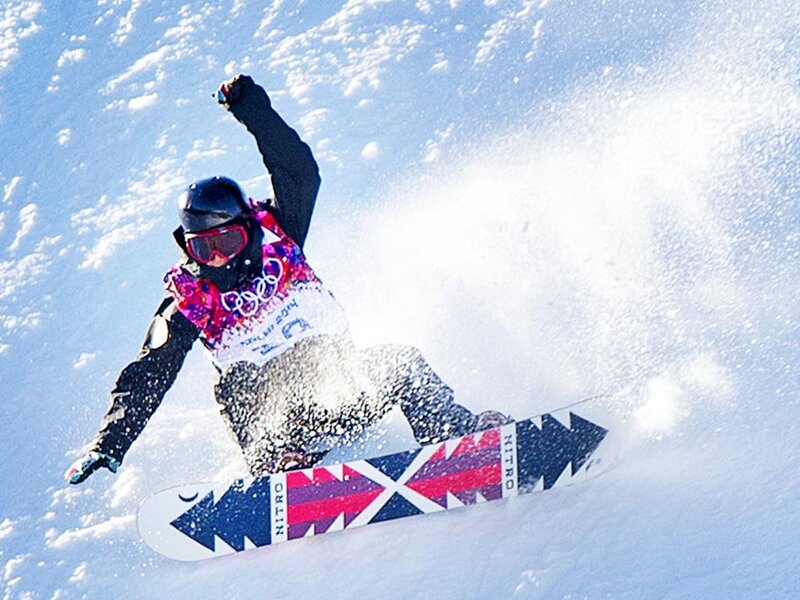 Snowboarder in Action — White