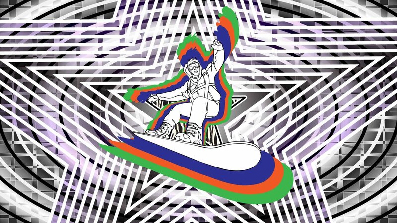 snowboarder in geometric tunnel