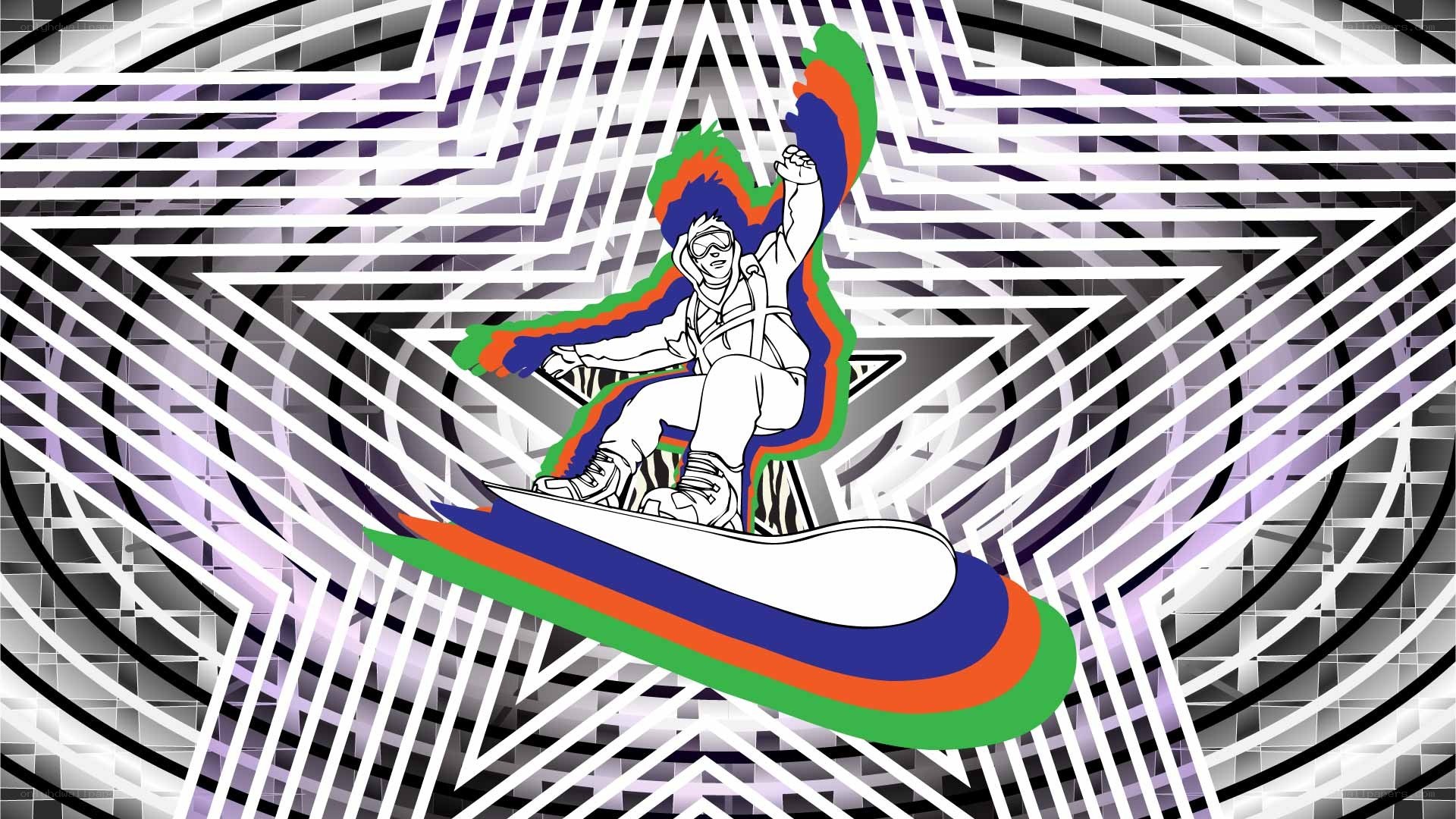 snowboarder in geometric tunnel