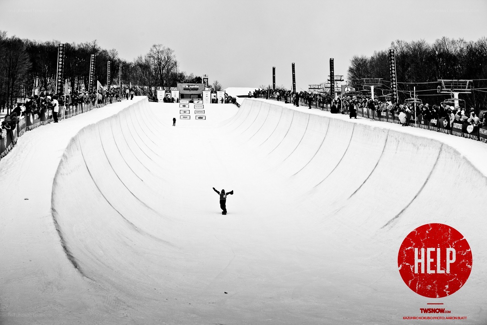 Snowboarder in halfpipe