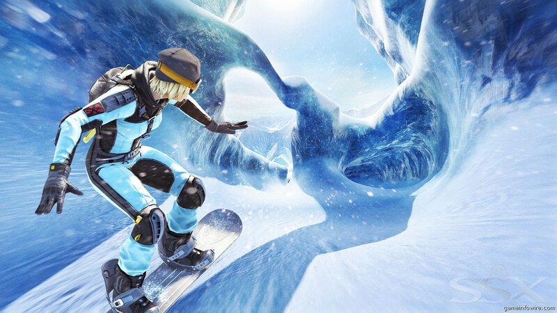 snowboarder in icy tunnel