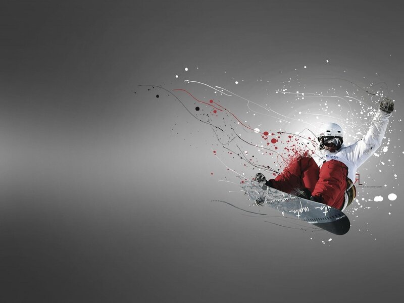 snowboarder in mid-air action