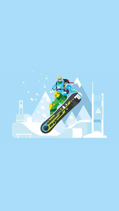 Snowboarder in Mid-air — Blue, Active, Winter, Vector Art