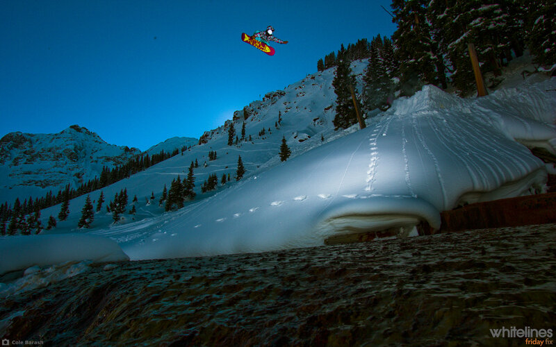 Snowboarder in Mid-air — Blue, Dramatic, Night