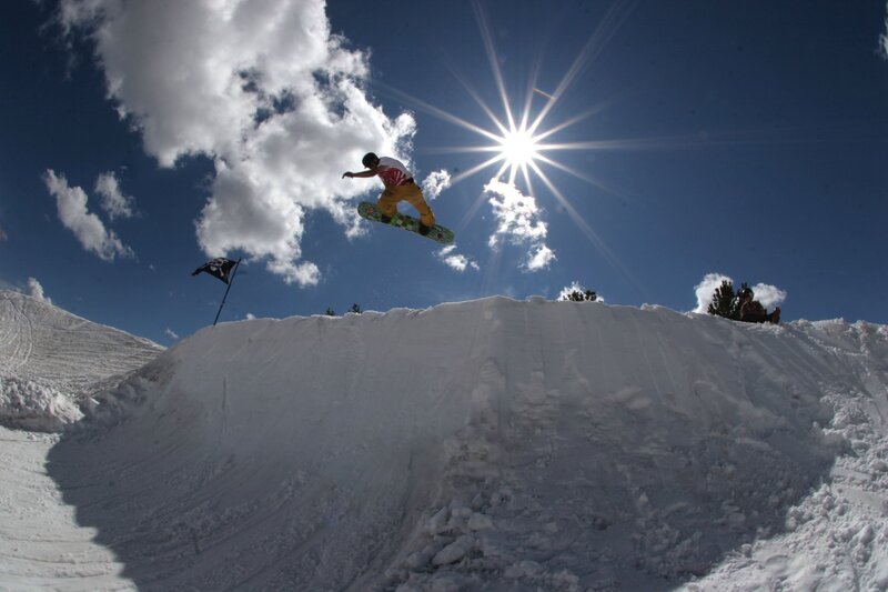 Snowboarder in Mid-air — Blue, Dramatic